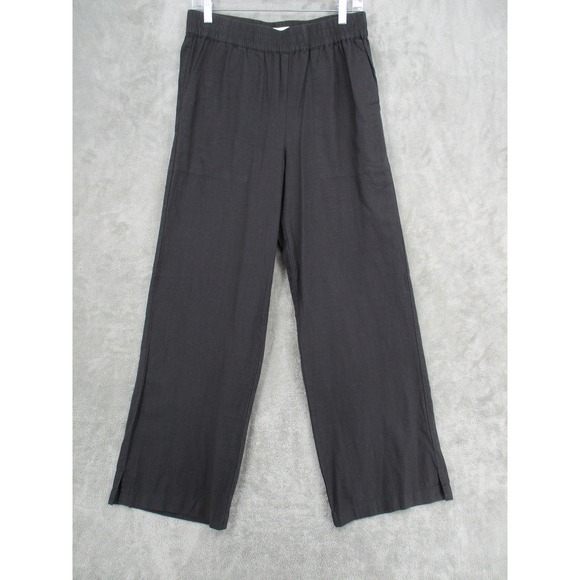 Michael Stars Pants - Michael Stars Pants Womens Medium Charcoal Linen Blend Wide Leg Pull On Pockets